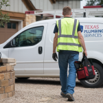 Plumber walking to Job van