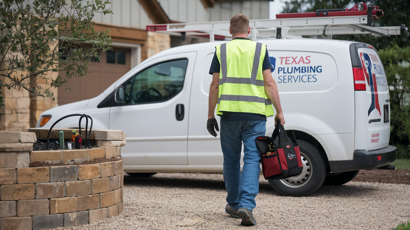 Plumber walking to Job van